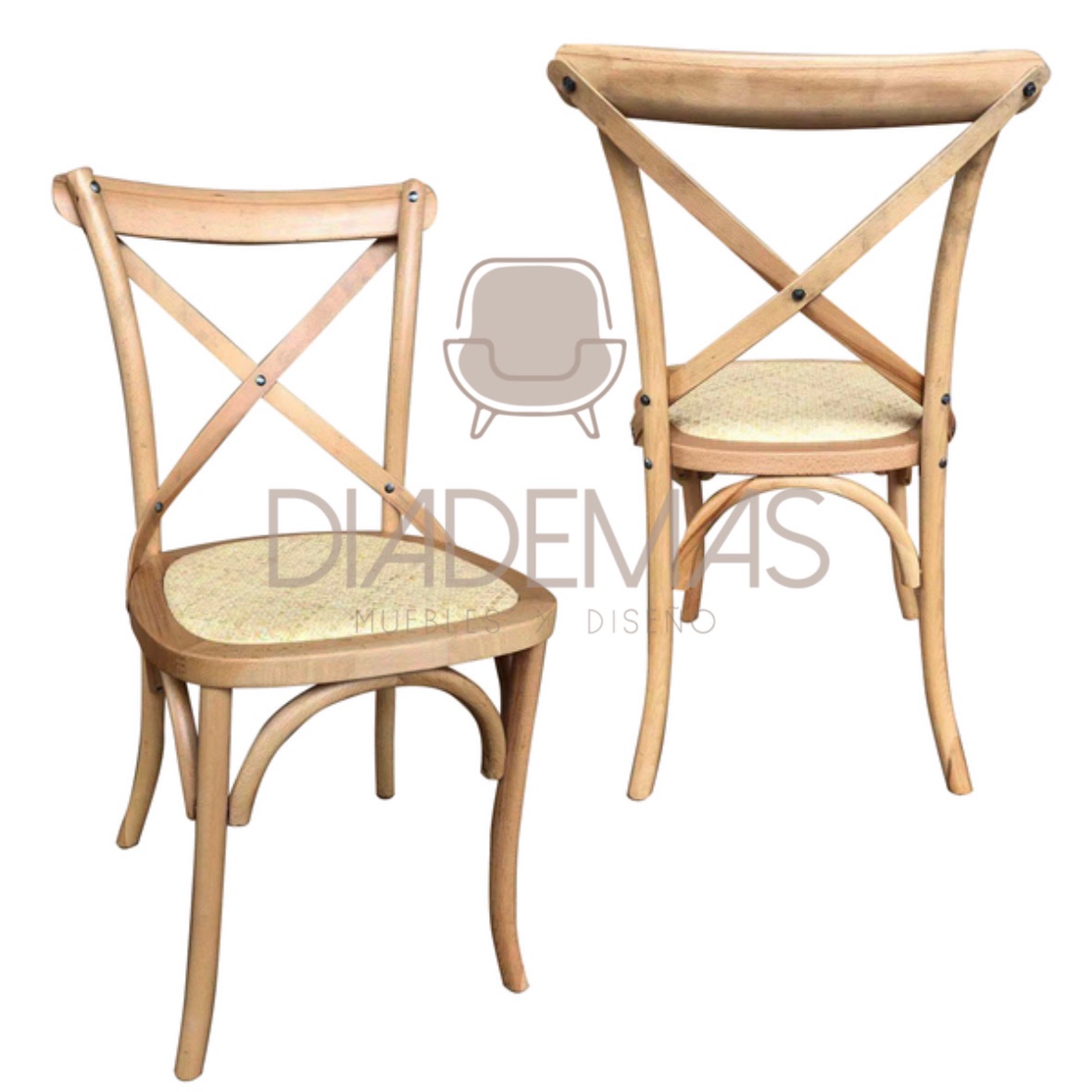 Silla Crossback Madera y Rattan Natural