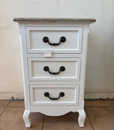 Velador provenzal 3 cajones madera de olmo 42x35x68
