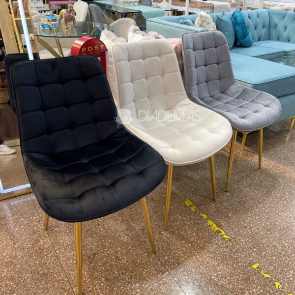 Silla Botons Gold en felpa con estructura dorada