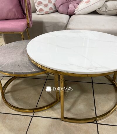 Mesa Nido Gold set de 2 piezas para living
