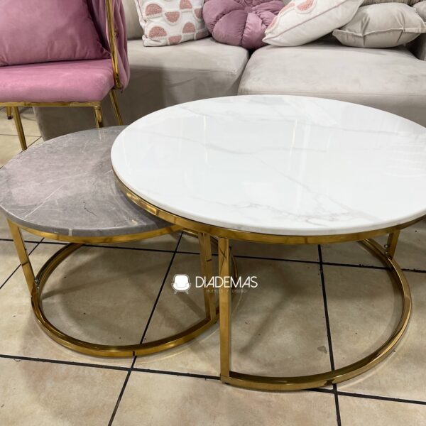 Mesa Nido Gold set de 2 piezas para living