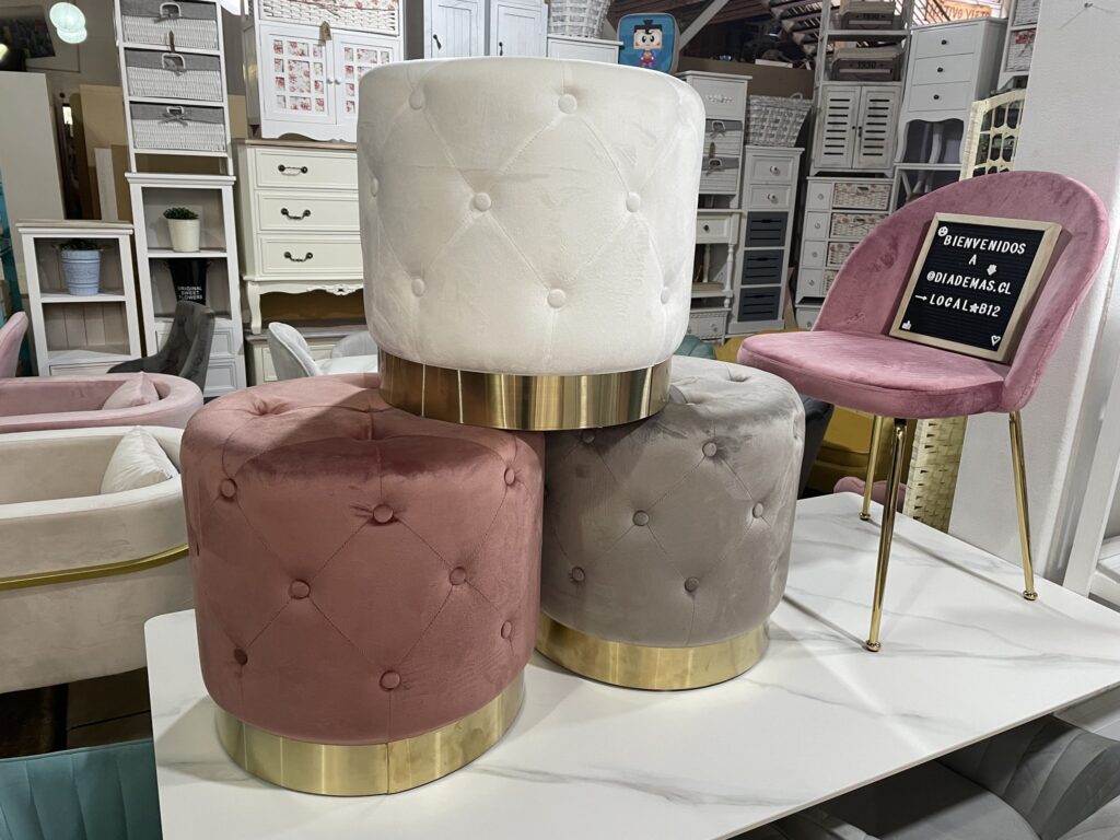 Pouf Capitone Azul 40x45 para decoraci&oacute;n