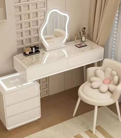 Tocador Inteligente Blanco con espejo y silla