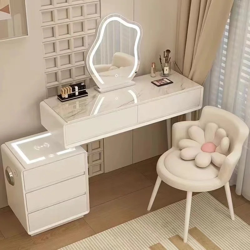 Tocador Inteligente Blanco con espejo y silla