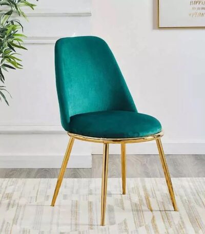 Silla Luna en felpa con estructura metalica dorada