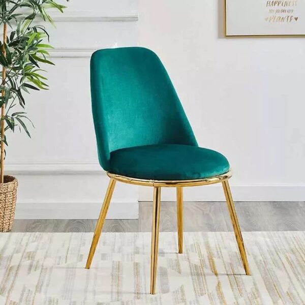 Silla Luna en felpa con estructura metalica dorada
