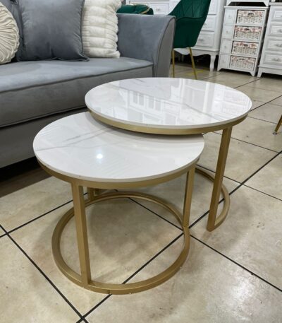 Mesa Nido Blanca set de 2 piezas para living
