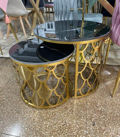 Mesa Nido Panal Negra con cubierta de cuarzo
