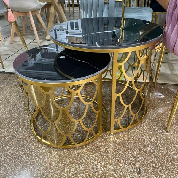 Mesa Nido Panal Negra con cubierta de cuarzo