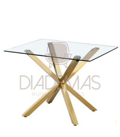 Mesa Madrid cuadrada dorada de 100x100x75