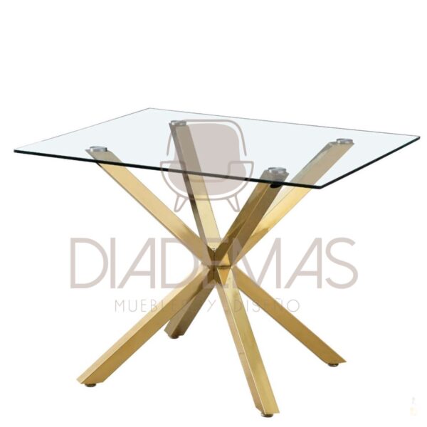 Mesa Madrid cuadrada dorada de 100x100x75