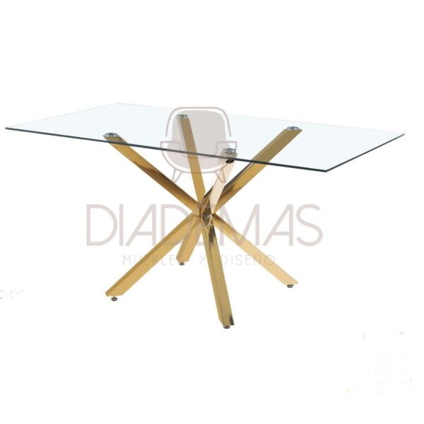 Mesa Madrid dorada de 140x80x75