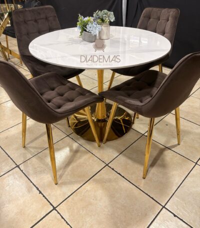 Comedor Quebec redondo con base dorada