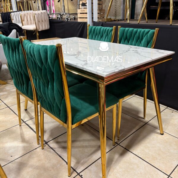 Comedor Vancouver 130x80 con estructura dorada