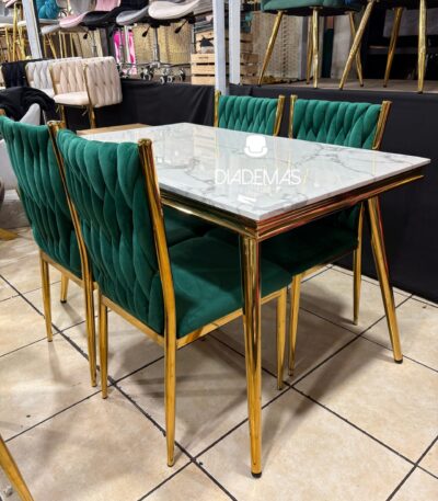 Comedor Vancouver 130x80 con estructura dorada