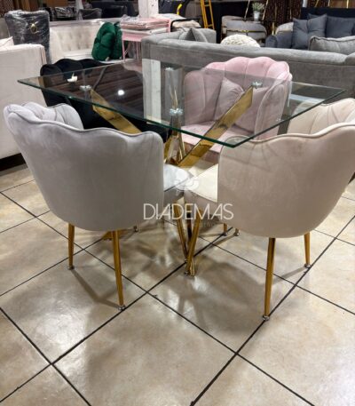 Comedor Dubai Coral 120x80 con 4 sillas