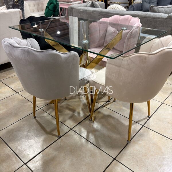 Comedor Dubai Coral 120x80 con 4 sillas