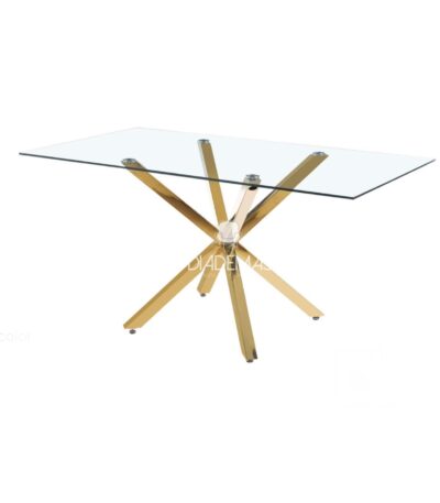 Mesa Madrid 1.60x90 Gold con vidrio templado