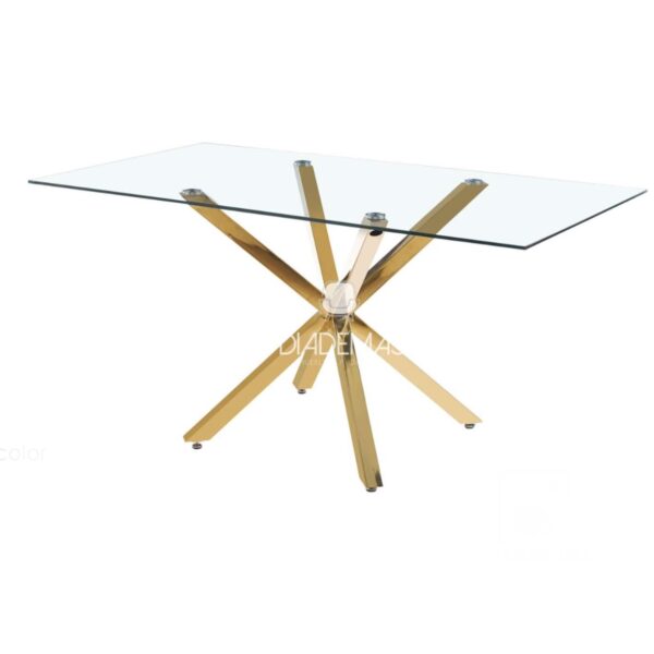 Mesa Madrid 1.60x90 Gold con vidrio templado