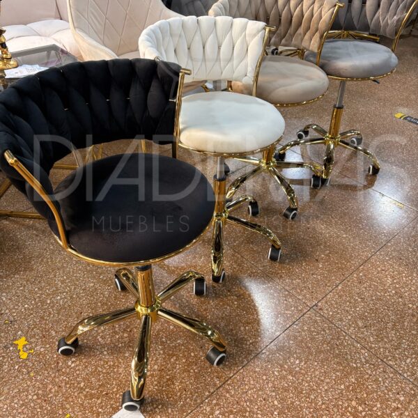 Silla de escritorio Trenza con base dorada