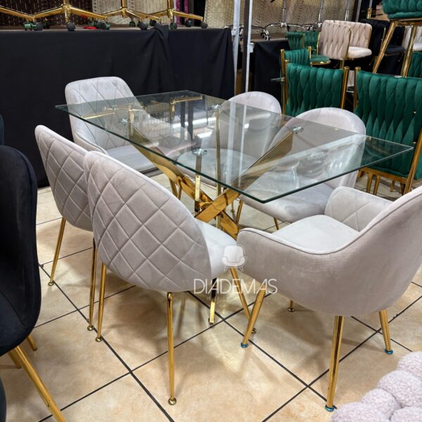 Comedor Diamond 160x80 con 4 sillas y 2 sitiales
