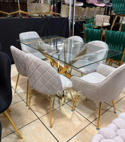 Comedor Diamond 160x80 con 4 sillas y 2 sitiales