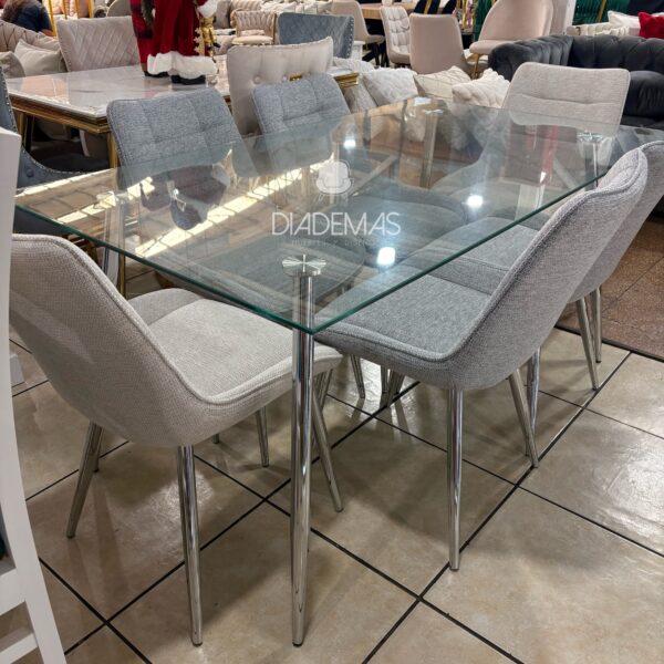 Comedor Arpi 160x90 con 6 sillas en lino soft