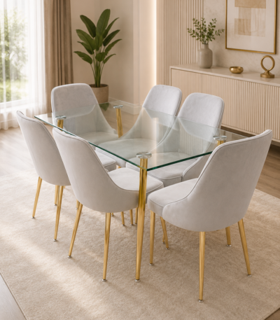 Comedor Paris 160x90 con 6 sillas elegantes