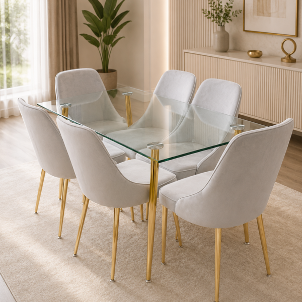 Comedor Paris 160x90 con 6 sillas elegantes