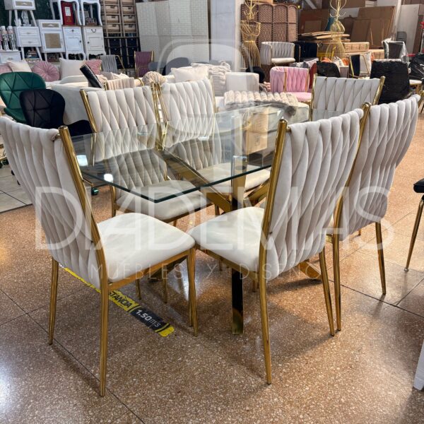 Comedor Porto 160x90 con 6 sillas modernas