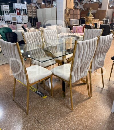 Comedor Porto 160x90 con 6 sillas modernas