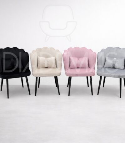Silla Coral Black con base met&aacute;lica negra y felpa