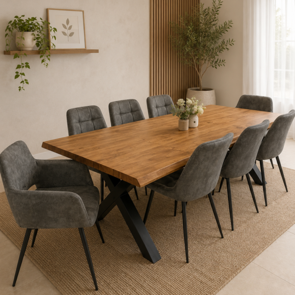 Comedor rustico 2.20x100 con 8 sillas