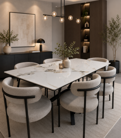 Comedor Oasis con mesa Stone de 160x90 y 6 sillas