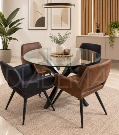 Comedor Boston 4 sillas con mesa de vidrio templado