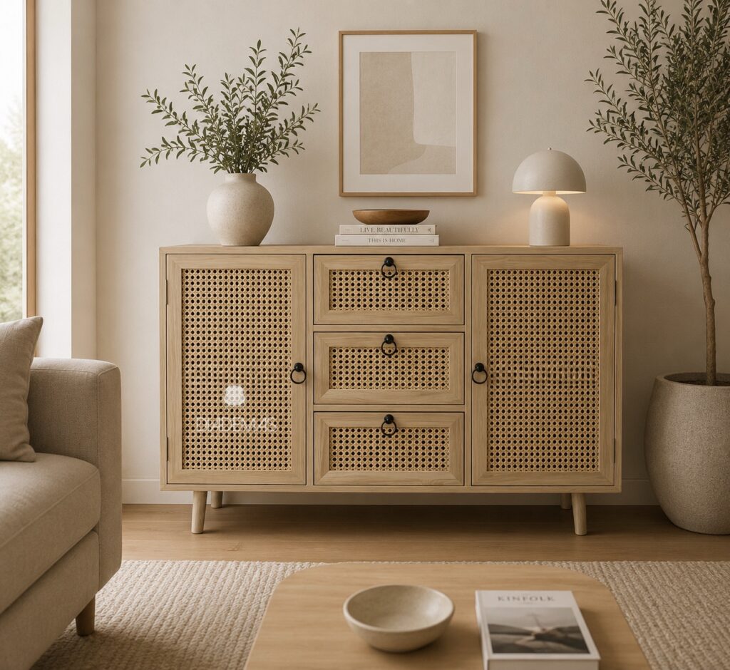 Buffet rustico de madera de haya 100x38x70