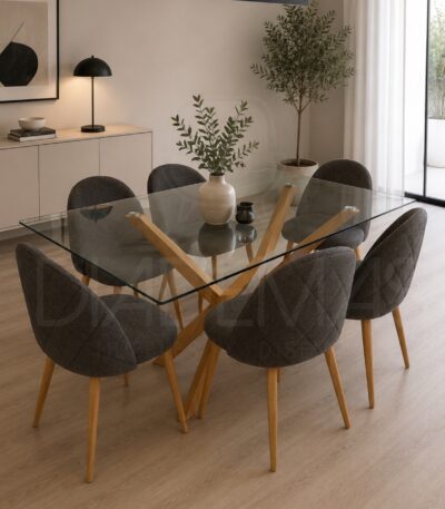 Comedor Sevilla con mesa Madrid 1.60x90 y 6 sillas Diamante
