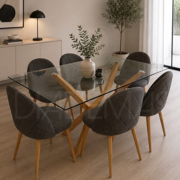 Comedor Sevilla con mesa Madrid 1.60x90 y 6 sillas Diamante