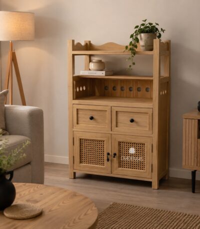Librero rustico de madera de haya 90x60x35